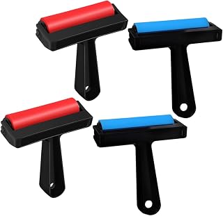 4 piezas Rodillos para Tinta y Pegamento Rodillos Plásticos para Estampado y Manualidades Colores Rojo y Azul Diseño Ergonómico para Fácil Limpieza y Durabilidad Garantizada