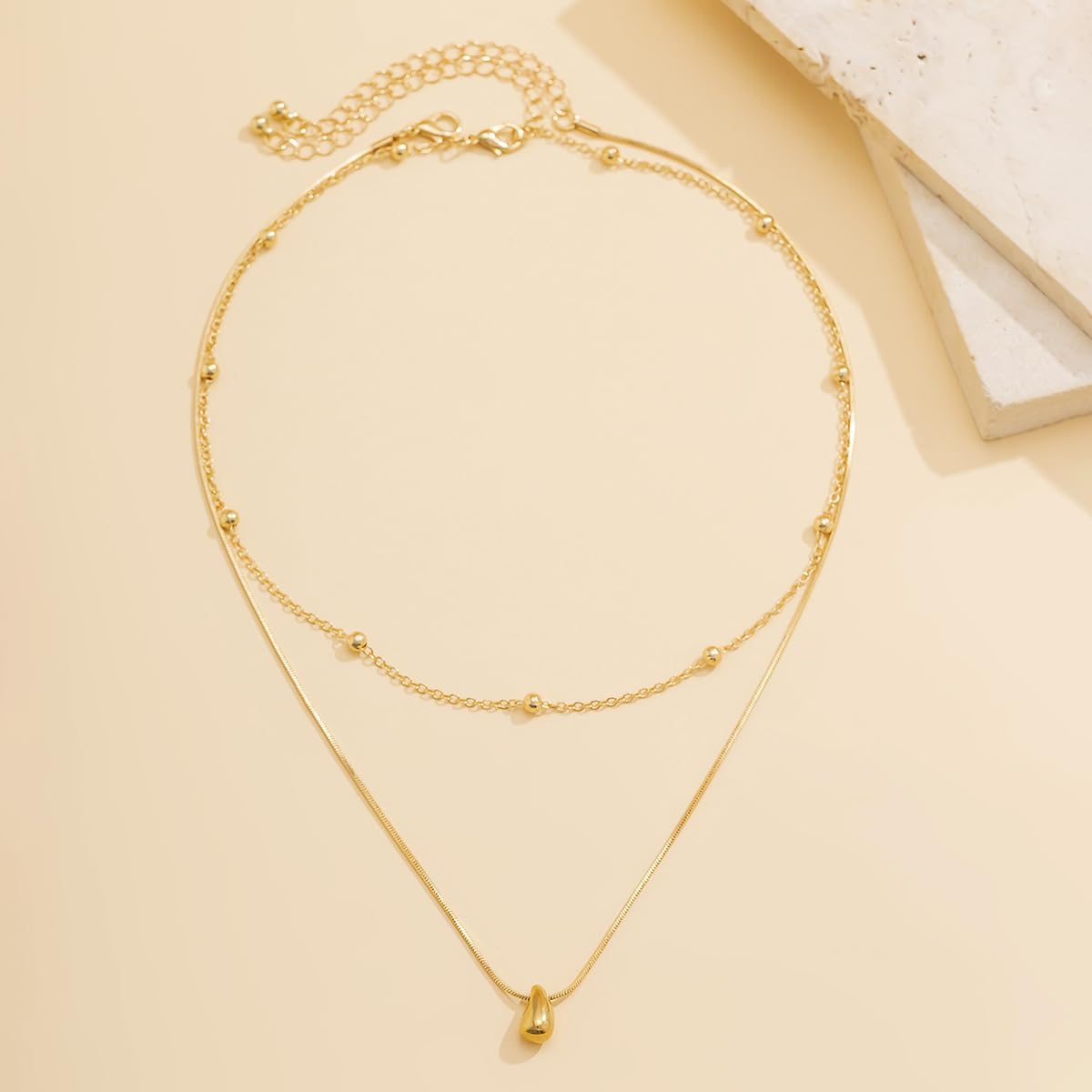 Trendy 14k Gold Layered Necklace Set for Women Charm Stackable Beaded Chain Choker Necklaces Silver Link Necklaces Jewelry Accessories - Image 6