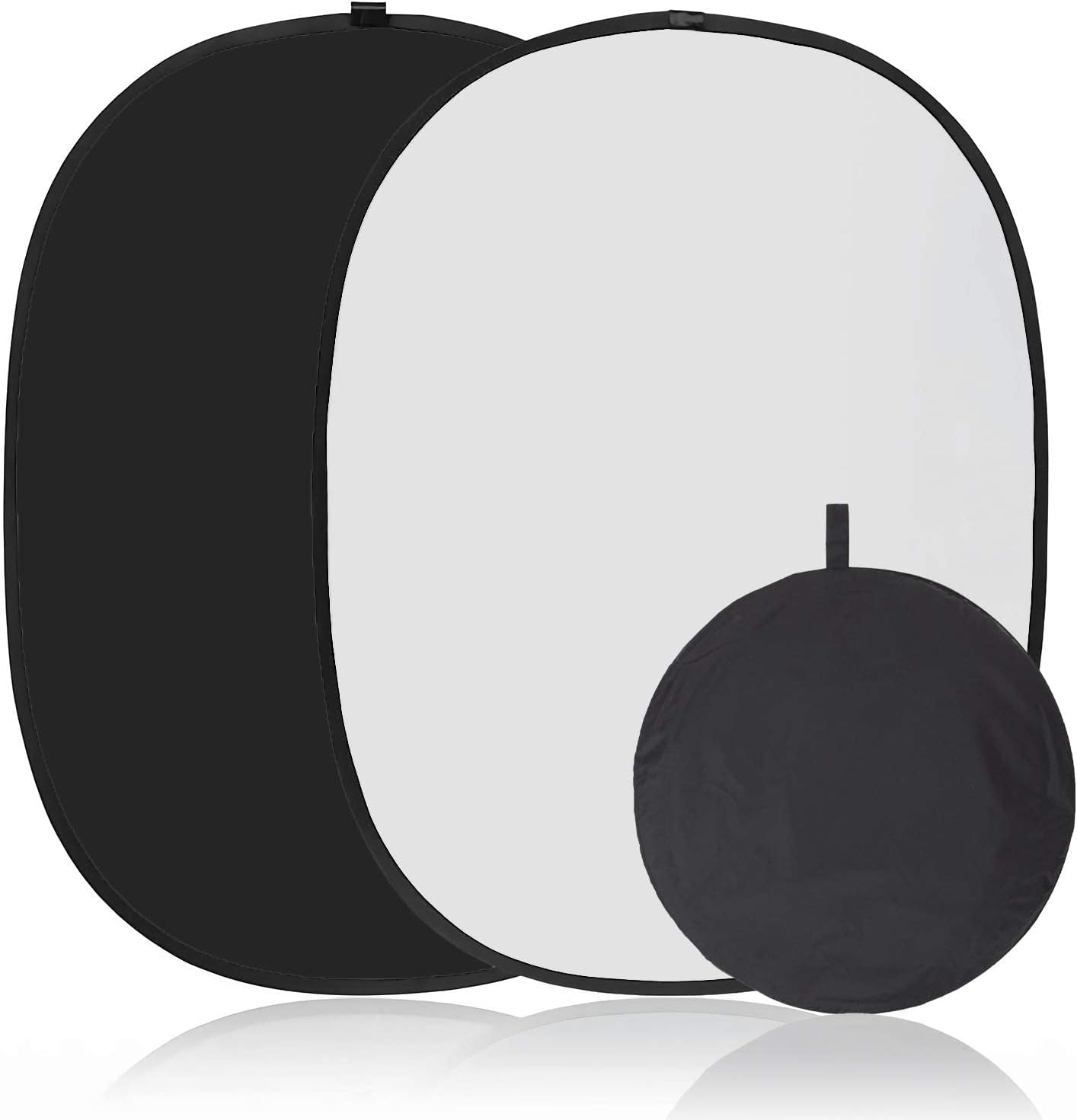 SKEIDO Portable Screen Backdrop 150 x 200cm Collapsible Pop Up Chromakey Background 2-in-1 Fold Black White screen for Chair/Zoom Virtual/Home Office/Camera Photo Portrait (Black/White)