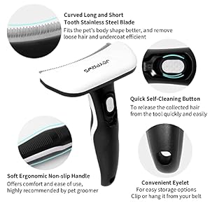 Upgraded Pet Self Cleaning Curved Deshedding Tool, Effectively Reduces Shedding by Up to 95%, Professional Grooming Brush for Small or Medium Dogs and Cats Black M Upgraded Pet Self Cleaning Curved Deshedding Tool, Effectively Reduces Shedding by Up to 95%, Professional Grooming Brush for Small or Medium Dogs and Cats Black M