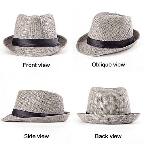 Image of LADYBRO Straw Trilby Fedora Hat for Men Women 1920s Wool Felt Panama 7 1 /4