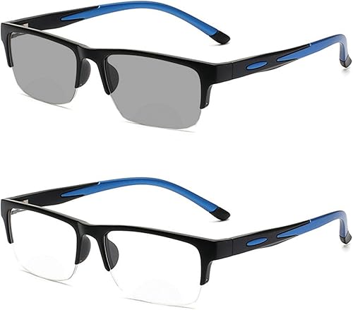 Miniatura 1 de TR90 Transition - Gafas de lectura bifocales fotocromáticas para hombres y mujeres medio marco cuadrado lentes de sol para lectura 0400