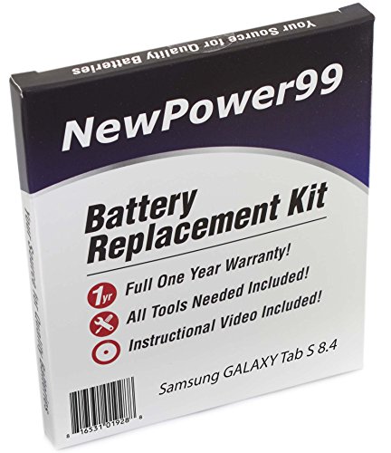NP99sp Battery Kit for Samsung Galaxy Tab S 8.4 SM-T700, SM-T705, SM-T707 with Tools, How-to Video, and Long Lasting Battery from NewPower99