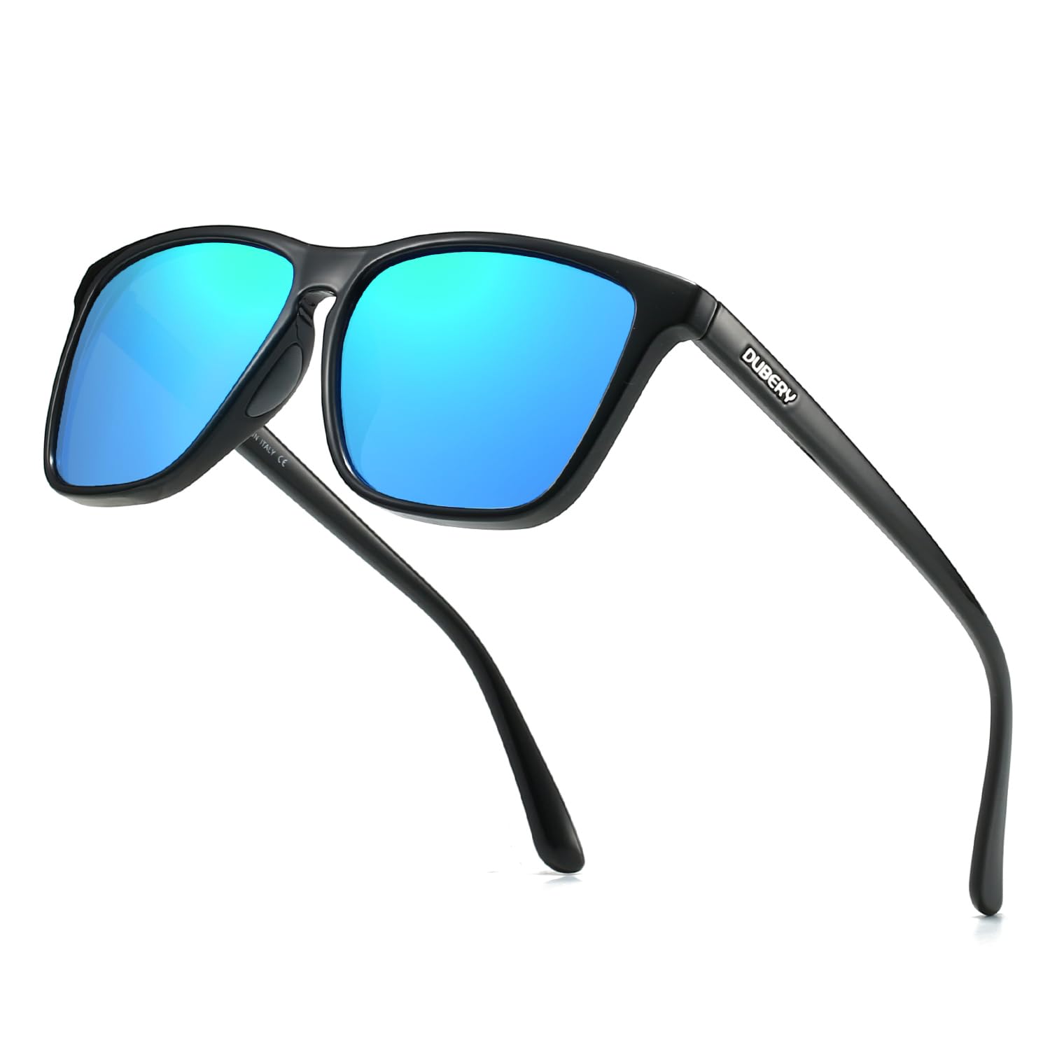 DUBERY Retro Square Polarized Sunglasses for Men Women UV400 Protection Classic Trendy Sun Glasses D108