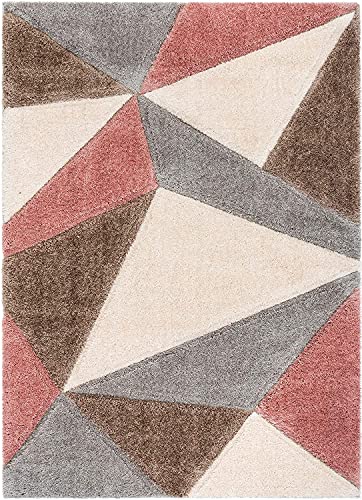 Image of Urban Modern Decor Features 4x6 Feet Modern Soft Shaggy Carpet Thick, Fluffy & 2 inch Pile Shag Rug for Your Kids Room, Bedroom & Livingroom(4x6 feet, Pink /Brown Tri)