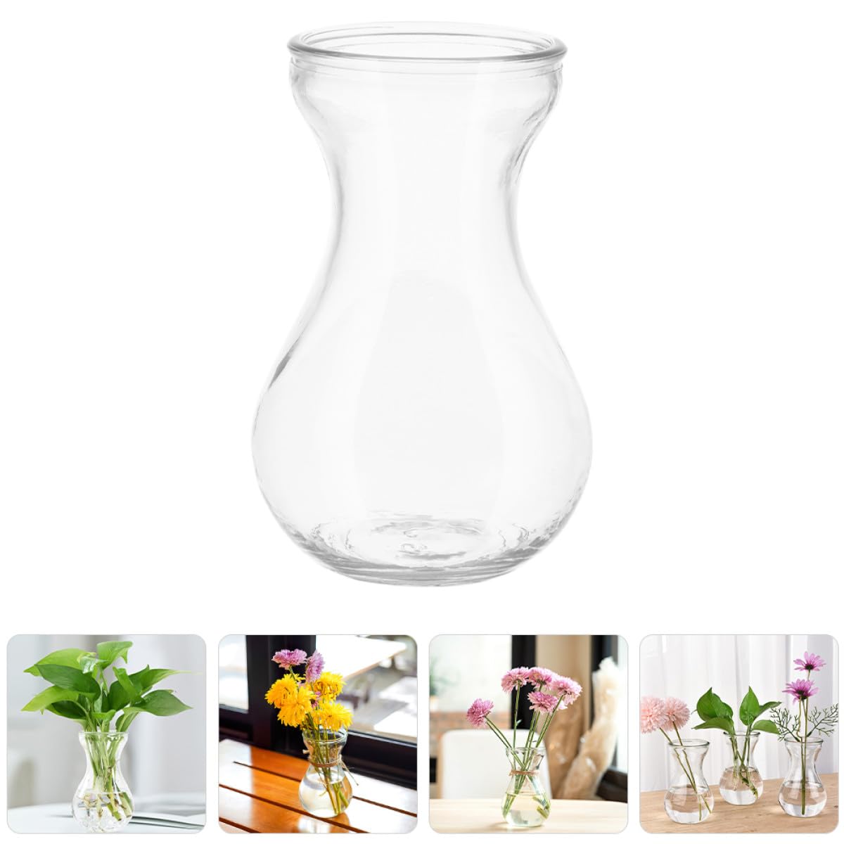 Vase à Jacinthe en Verre 5 Pièces, Transparent, Fond Plat Simple