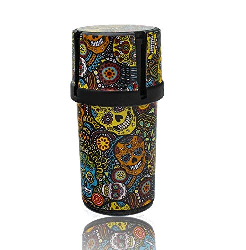 Custom Wrapped MedTainer Storage Container & Built-In Grinder - Custom Vinyl Decals by VCG Customs (Sugar Skulls)