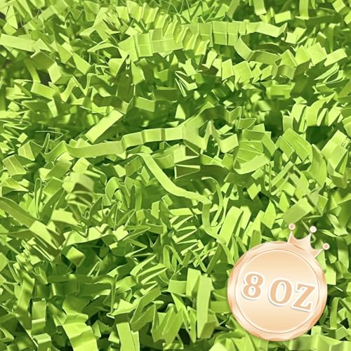 Image of Zankubom 1 /2LB Fresh Green Crinkle Cut Paper Shred Filler Great for Gift Wrapping, Fresh Green Basket Fillers, Birthday, Gift Wrapping, Halloween Thanksgiving Christmas Party Decor Filling Supplies