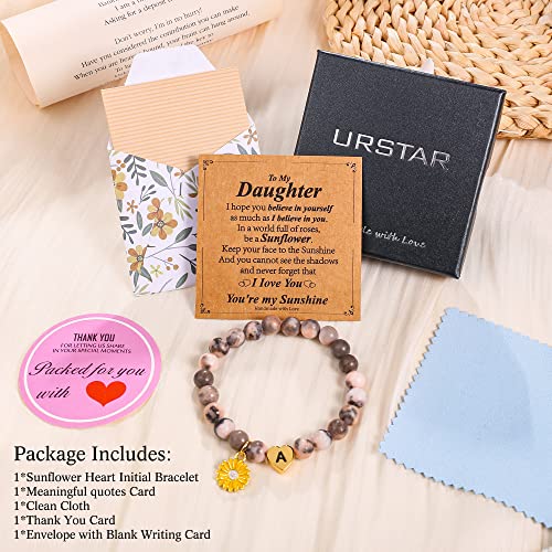 Urstar Mothers Day Gifts For Daughter, Daughter Gift Form Mom Dad Initial Heart A Bracelets For Teen Girls Daughter Bracelets From Mom Birthday Gifts For Girls Daughter Gifts For Teen Girls Jewelry #TOP4