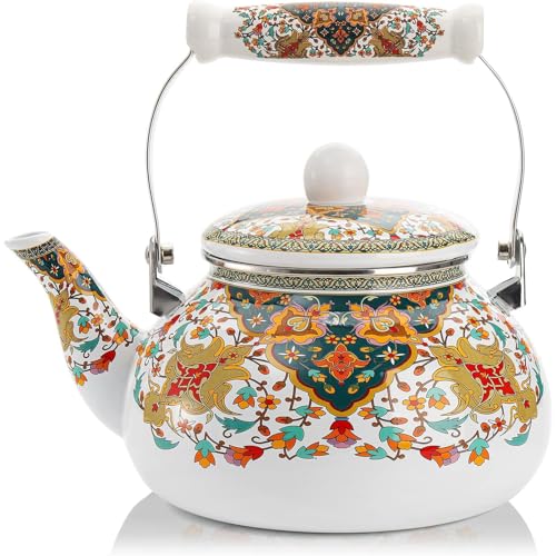 Théière émaillée vintage à motif floral pour vos moments de détente cosy
