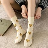 AKAMAS 5 Paar Damen Lustige Hund Shiba Inu Teddyhund Malteser Gemusterte Muster Mehrfarbige Crew Socken,Warm Realistische Tier Welpe Stretch Stretch Sport Lässige Socken B