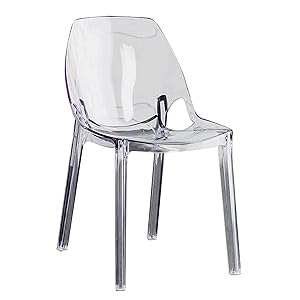 Juego de 4 sillas de comedor apilables acrílicas transparentes modernas con respaldo curvado para cocina