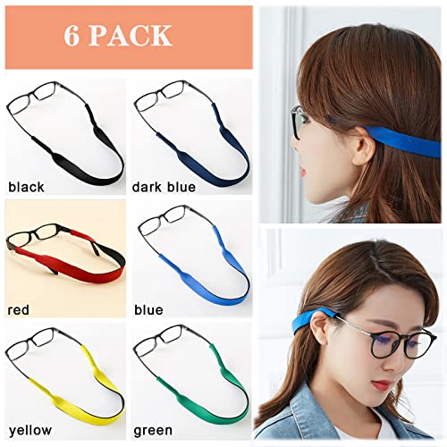 NITAIUN 6 Piezas Cordon para Gafas con Bolsa de Gafas, Gafas de Sol Banda Cordón Elástico Neopreno Cuerda Gafas Porta Gafas para Gafas Deportivas y Gafas de Sol Retención