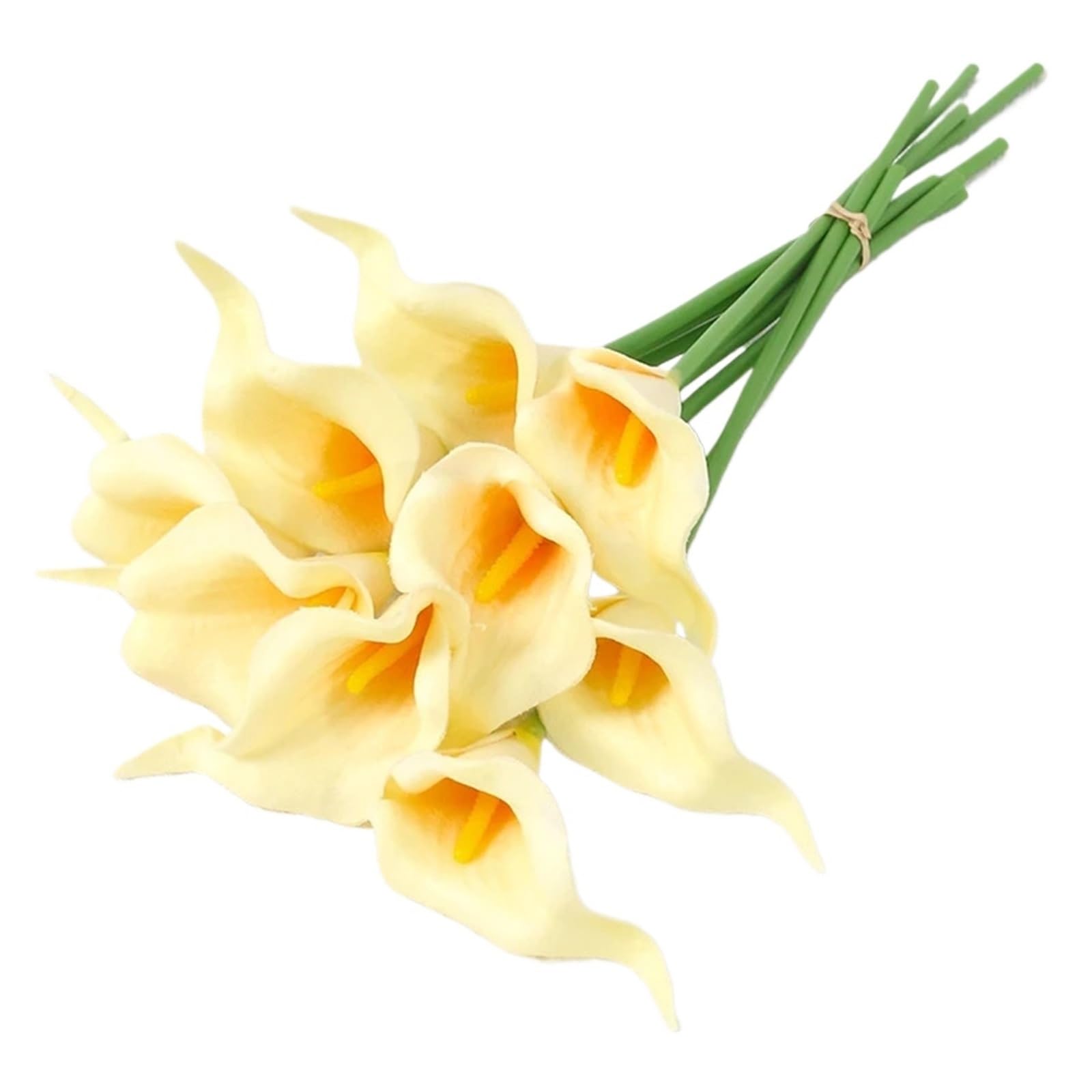 Dcrxz Artificial Flowers 10Pcs PU Artificial Calla Lily Artificial Flowers Bouquet Fake Flower Decorations for Home Room Wedding Bridal Vase Ornament(Champagne)