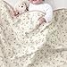 CREVENT 40''X40'' 100% Organic Cotton Muslin Baby Blanket for Newborns, Essential for Baby Shower Birthday Gift - Flower 100X100cm