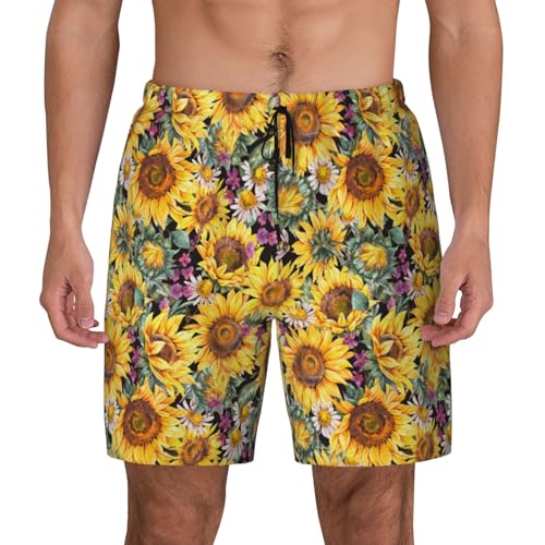 Sunflowers Vintage Funny Men's Swim Trunks Board Shorts Quick Dry-