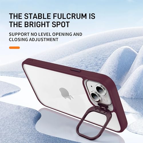 Image of Vaku Luxos Thermoplastic Polyurethane Lens Flip Back Cover For iPhone 15 Plus Stand Holder Back Case With Lens Guard Scratch Resistant Slim Thin Military-Grade Protection-Cherry
