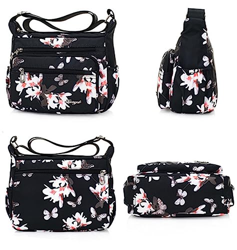 Image of Crossbody Bags for Women Multi Pocket Shoulder Bag Waterproof Nylon Messenger Purses and Handbags