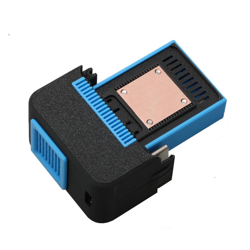 1PCS Action Camera Cooling Fan Radiator Red Copper Heat Dissipation Module 3D Printed Shell Support Type-C-Type-C Data Cable Air-Cooled Heat Sink for GoPro 9/10/11/12/13 (Black-Blue)