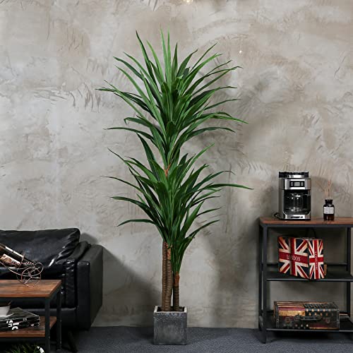 Floworld Dracaena Silk Plant Corn Stalk 6Ft Tall Faux Plants Indoor Large Fake Plants Potted Yucca Tree Tropical Floor Plants Artificial Silk Palm Trees For Home Office Store Decor Housewarming Gift #TOP5