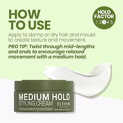 ELEVEN AUSTRALIA Medium Hold Hair Styling Cream for Men & Women - Slick Hold Pomade Product with Carnauba Wax, Shaping for Short, Medium, or Long Hair, Matte Texture Paste, Adds Natural Shine - 3 oz