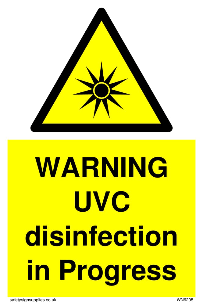 Pack of five - WARNING UVC dinfection in progress Sign - 100x150mm - A6P
