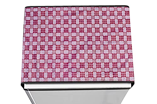Image of Stylista Refridgerator top Cover Suitable for Samsung RT28C3742S8 /HL, 236 Liter Fridge, Dimension (WXD) 65x111 CM, Checkered Pattern Magenta