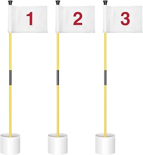 KINGTOP Golf Flagstick Mini, Putting Green Flag for Yard, All 3 Feet, Double-Sided Numbered Golf Flags, Golf Pin Flag Hole Cup Set, Portable 2-Section Design, Gifts Idea