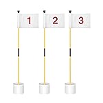 KINGTOP Miniature Golf Flagstick, Practice Putting Green Flags for Yard, Golf Pin Flag Hole Cup Set, Portable 2-Section Design, 3ft Flagpole, Indoor | Outdoor, White Flag Numbered 1 2 3, 3-Pack