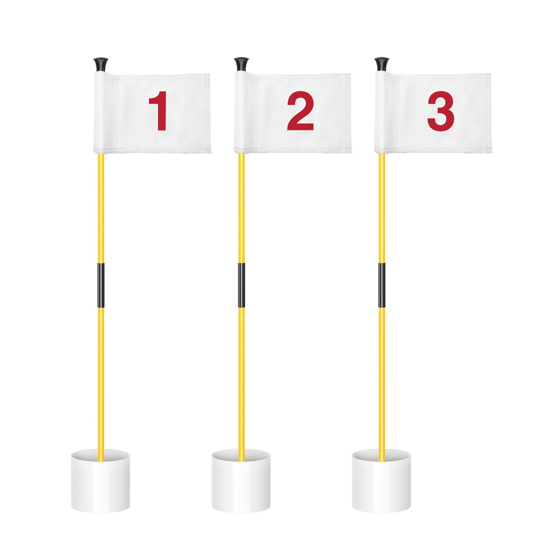 KINGTOP Golf Flagstick Mini, Putting Green Flag for Yard, All 3 Feet, Double-Sided Numbered Golf Flags, Golf Pin Flag Hole Cup Set, Portable 2-Section Design, Gifts Idea
