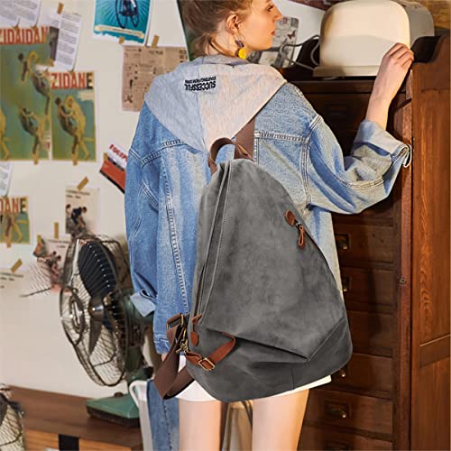 Image of KL928 PU Leather Vintage Backpack - Large Casual Daypack Outdoor Travel Rucksack Hiking Backpacks for Men Women