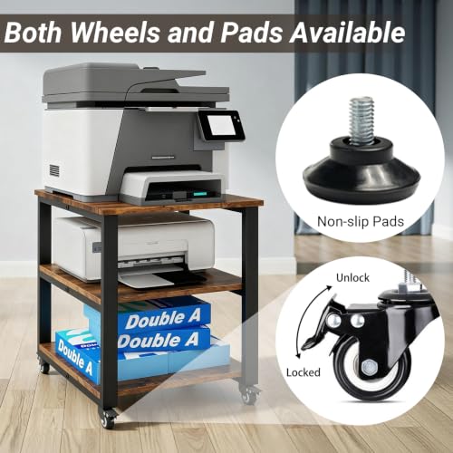 Image of Natwind 3 Tier Laser Printer Stand,20''x20'' Side Table for Printer, Retro