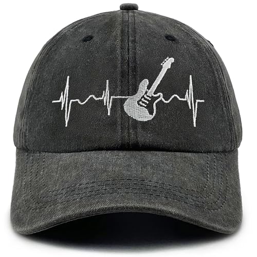 Guitar Beat Embroidered Baseball Cap Vintage Washed Cotton Hat for Men Women