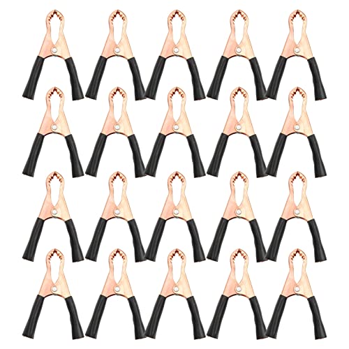 Clip de prueba eléctrica 50 A Material de PVC de de acero de acero Fuerza de sujeción fuerte para maquinaria de soldadura de equipos electrónicos Apertura de 22 mm 20 piezas (Negro)