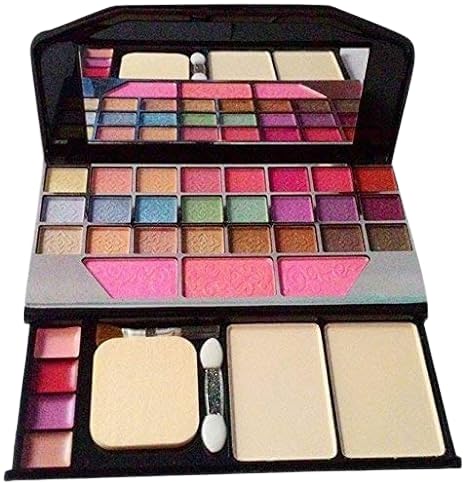 SHISHI Women’s & Girl’s TYA 6155 Multicolor Makeup Kit with 7 Pink Makeup Brushes, 1 Nude Eyeshadow Palette, 1 Compact Powder, 36H Eyeliner and 1 Pink Beauty Blender
