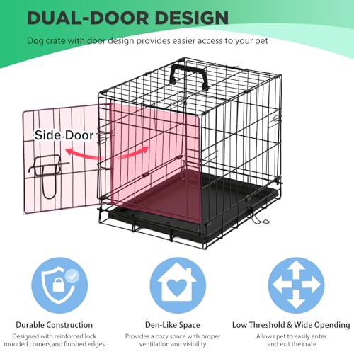 Image of BestPet | Dog Crate | 18 inch | Black | Foldable Metal Kennel with Single Doors