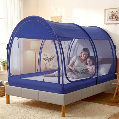 LEEDOR Mosquito Net Bed Tent Canopy Indoor Tent Privacy Bed Fort Dream Tent for Kids or Adult Navy Twin 75 X 39 X 47H'' (Mattress Not Included)