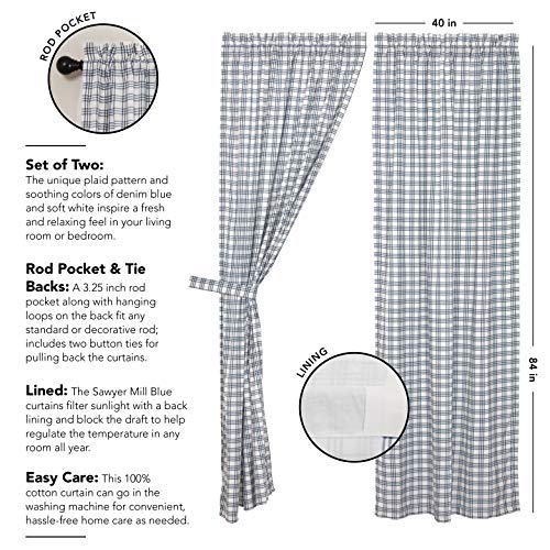 VHC-Brands-Sawyer-Mill-Farmhouse-Curtain-Panels-Valance-Plaid-Blue-3-pc-Set VHC Brands Sawyer Mill Farmhouse Curtain Panels Valance Plaid Blue 3 pc Set