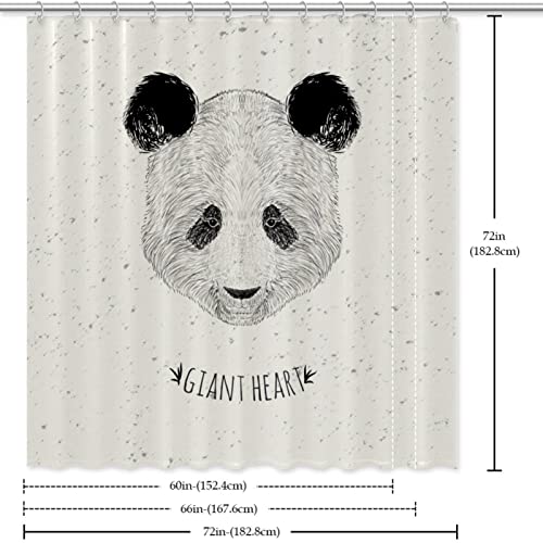 Rideau de douche Panda Beige 183 cm étanche et lavable avec œillets - 7