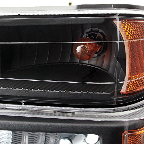 AKKON - For Chevy Colorado|GMC Canyon Black Headlights + Dark Red Tail Lights Left & Right Pair Replacement Set