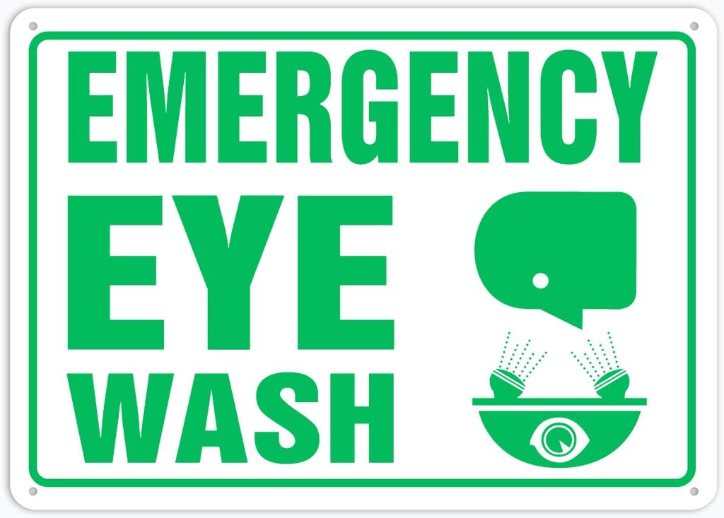 8"x12" Aluminum Tin Sign Plate - Emergency Eye Wash - Safety Restriction Alert, Caution Warning Notice