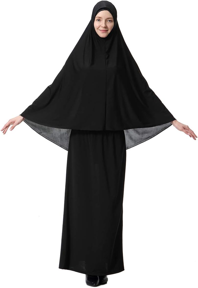 Muslim Islamic Women's khimar 2pcs Sets Soft Distinctive Prayer Dress Hijab Abaya Suit(10 Colors Available)