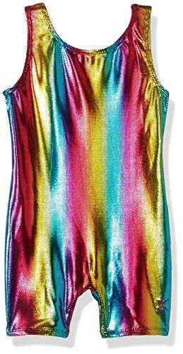 Danskin Girls' Big Gymnastics Unitard, Rainbow Bright, Medium (8/10)