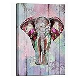 sechars Elephant Painting Wall Art Vintage Tribal Elephant with Mandala Flower Picture Poster Art Prints Boho Paisley Artwork for Home Living Room Office Stretched and Framed Ready to Hang 24x36inch