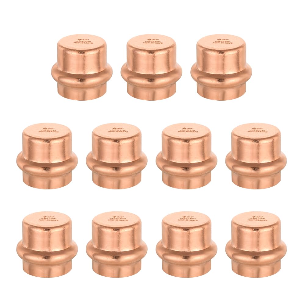 EFIELD PRESS011 - Juego de 10 accesorios de fontanería de cobre de 3/4 pulgadas (enchufe), diseño LBP