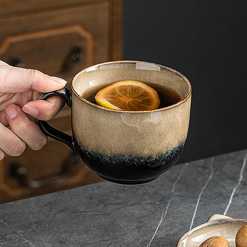 ZPPLD Large Coffee Mug,400ml Ceramics Coffee Cup,Earthenware Mugs,Stoneware Cup,Stoneware Coffees Mugs,Tea Mugs,Porcelain Mug,Cappuccino Cups,Capacity Cups for Office and Home Gift and Present - Image 2