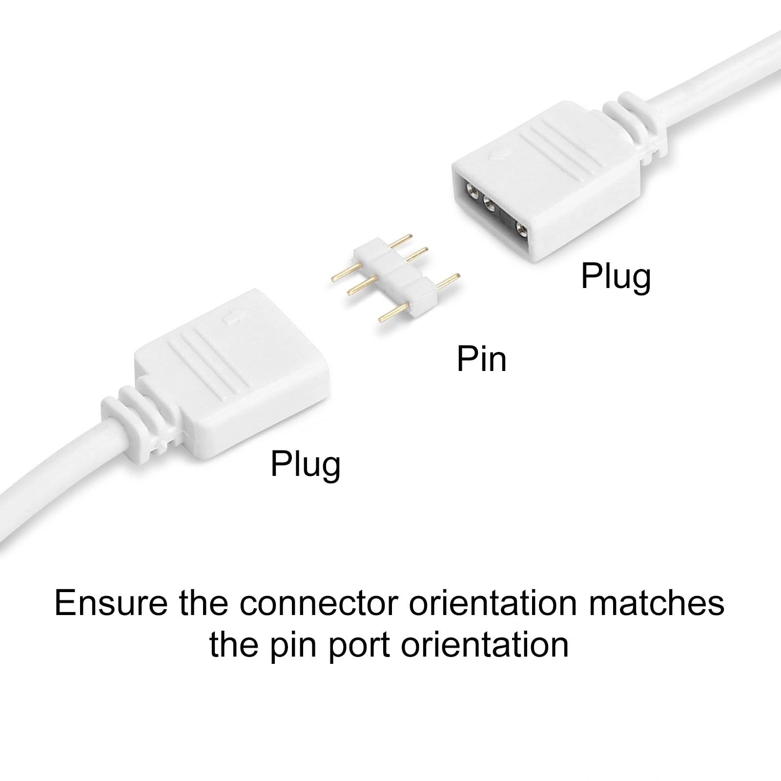 HENGBIRD Lot de 2 Câbles d'Extension ARGB 5V 3 Broches 30 cm Connecteur pour Bande LED Répartiteur Blanc