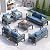 UDPATIO 7 Pieces Patio Aluminum Furniture Set Oversized Outdoor Furniture Modern Patio Set, 9 Seat Thick Cushion Outdoor Seating Set for Balcony(Include Wateroroof Sofa Cover)