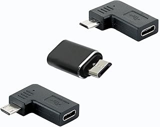 rgzhihuifz USB-C Type-C Female to Micro USB 2.0 5Pin Male Data Adapter 90 Degree Left & Right Angled Type,3 Pack
