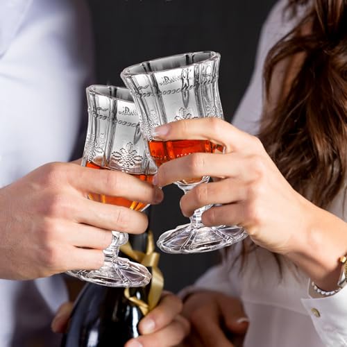 Coloch CO-CORDIALGLASSES-6P3.5OZ 6 Pack Embossed Cordial Glasses With Stem, 3.5Oz Crystal Port Wine Glasses Vintage Shot Glasses Mini Goblet Glassware Tasting Glasses thumb #5